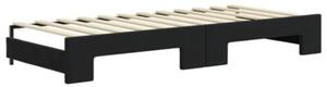 Sofa rozsuwana z materacami, czarna, 80x200 cm, aksamit