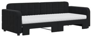 Sofa rozsuwana z materacami, czarna, 80x200 cm, aksamit