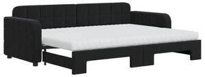 Sofa rozsuwana z materacami, czarna, 80x200 cm, aksamit
