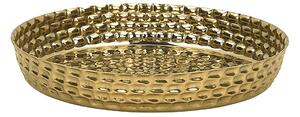 Taca złota glamour dekoracyjna metalowa okrągła wysoki połysk 38 cm Suez Beliani