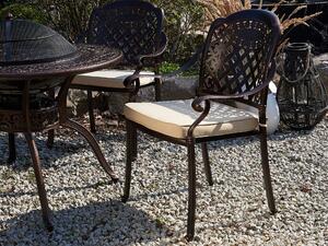 Zestaw 4 krzeseł ogrodowych brązowy aluminiowy beżowe poduchy vintage Manfria Beliani