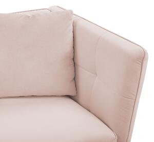 Welurowa 3-osobowa sofa pikowana złote nogi z 2 poduszkami różowa Frederica Beliani