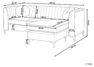 Narożnik szary glam welurowy dodatkowe poduszki lewostronny 3-osobowy Timra Beliani