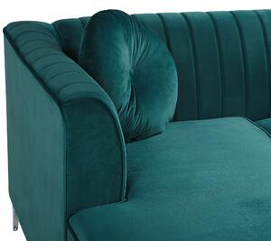 Narożnik zielony glam welurowy dodatkowe poduszki prawostronny 3-osobowy Timra Beliani