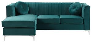 Narożnik zielony glam welurowy dodatkowe poduszki prawostronny 3-osobowy Timra Beliani