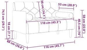 Sofa dwuosobowa z poduszkami waÅkowymi brÄ zowa 110 cm aksamit