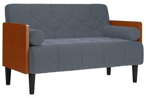 Sofa dwuosobowa z poduszkami waÅkowymi ciemnoszara 110 cm