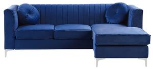 Narożnik niebieski glam welurowy dodatkowe poduszki lewostronny 3-osobowy Timra Beliani