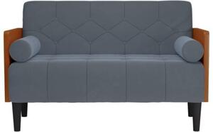 Sofa dwuosobowa z poduszkami waÅkowymi ciemnoszara 110 cm