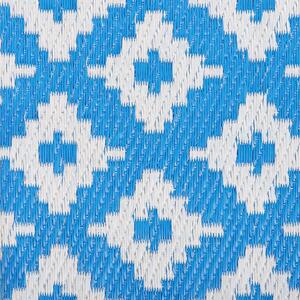 Wzorzysty dywan zewnętrzny z tworzywa z recyklingu 160 x 230 cm niebieski Thane Beliani