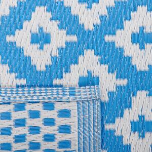 Wzorzysty dywan zewnętrzny z tworzywa z recyklingu 160 x 230 cm niebieski Thane Beliani