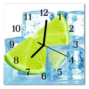 Zegar szklany kwadratowy Limonka lodowe