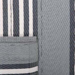 Zewnętrzny dywan w paski w materiału z recyklingu 160 x 230 cm szary Saugor Beliani