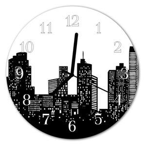 Zegar szklany okrągły Miasto budynki