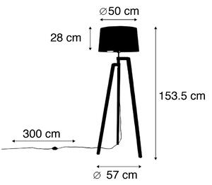 Inteligentna lampa podłogowa ze statywem z kloszem czarno-złotym 50 cm w zestawie Wif A60 - Puros Oswietlenie wewnetrzne