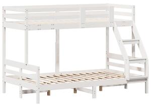 Łóżko piętrowe, 90x200/120x200 cm, białe, lite drewno sosnowe