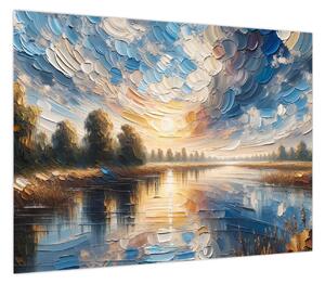 Obraz - Obraz słońca nad wodą (70x50 cm)