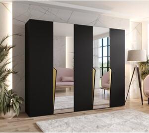 Szafa uchylna otwierana Piano 2 250 wys. 202 cm czarny + u. zÅoty