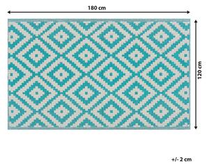 Dywan zewnętrzny 120 x 180 cm niebieski materiał z recyklingu wzór geometryczny Hapur Beliani