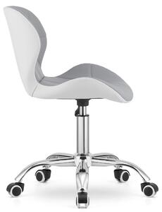 Szaro-biały pikowany fotel obrotowy - Renes 3X