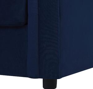 Sofa rozkładana tapicerowana welurowa pikowana 3-osobowa niebieska Chesterfield Beliani