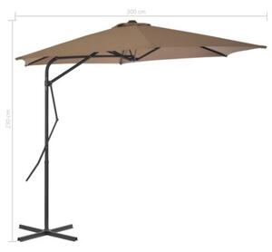 Parasol ogrodowy na słupku stalowym, 300 cm, kolor taupe