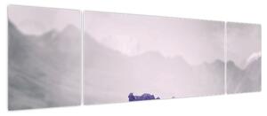 Obraz - Fioletowe kwiaty w górach (170x50 cm)