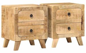 Szafka nocna 2 szt. 40x32x46 cm drewno lite surowe mango