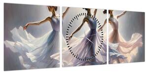 Obraz - Trzy baletki (z zegarem) (90x30 cm)