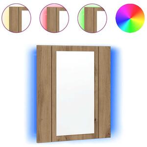Szafka łazienkowa z lustrem i LED, dąb artisan, 40x12x45 cm