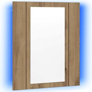 Szafka łazienkowa z lustrem i LED, dąb artisan, 40x12x45 cm