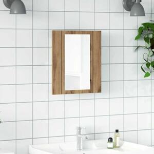Szafka łazienkowa z lustrem i LED, dąb artisan, 40x12x45 cm
