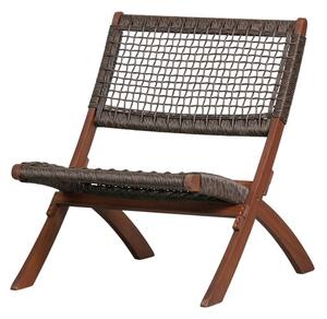 Ciemnobrązowy składany fotel ogrodowy z modrzewia syberyjskiego WOOOD Lois