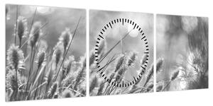 Obraz - Beżowa miękka trawa N⁰1 (z zegarem) (90x30 cm)