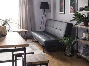 Sofa rozkładana czarna ekoskóra bez podłokietników spanie 3-osobowa Derby Beliani