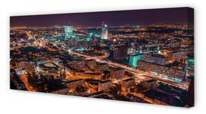 Obraz na płótnie Warszawa Miasto noc panorama
