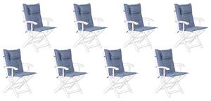 Zestaw 8 poduszek na krzesła ogrodowe niebieski pikowany z zagłówkami Maui Beliani