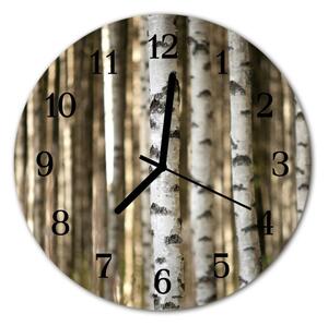 Zegar szklany okrągły Brzozy las drzewo