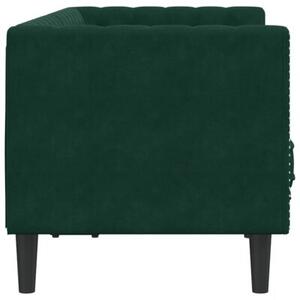 Sofa chesterfield z waÅkami, dwuosobowa, ciemnozielona, aksamit