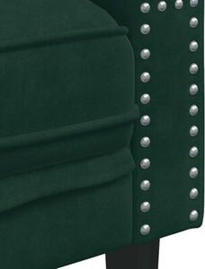 Sofa chesterfield z waÅkami, dwuosobowa, ciemnozielona, aksamit