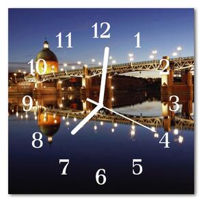 Zegar szklany kwadratowy Most na rzece