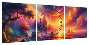 Obraz - Magiczny świat (z zegarem) (90x30 cm)