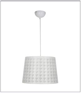 Biała lampa wisząca z abażurem w kratę - V050-Elosi