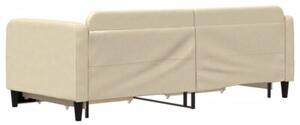 Sofa rozsuwana z szufladami, kremowa, 90x200 cm, tkanina