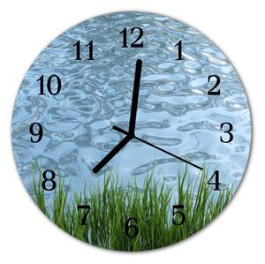 Zegar szklany okrągły Woda z trawy