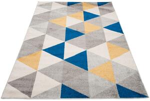 Ciemnoszary dywan w niebieskie trójkąty - Caso 6X