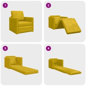 Sofa bed ciemny Å»Ã³Åty 74 x 77 x 81 cm aksamit
