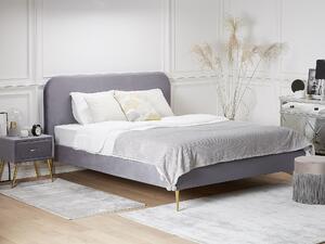 Minimalistyczne łóżko tapicerowane welurowe 140 x 200 cm szare Flayat Beliani