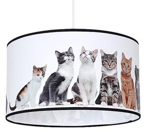 Wisząca lampa z abażurem i wizerunkiem kotów - N39-Lakos
