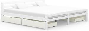 Rama łóżka z 4 szufladami, biała, drewno sosnowe, 180 x 200 cm